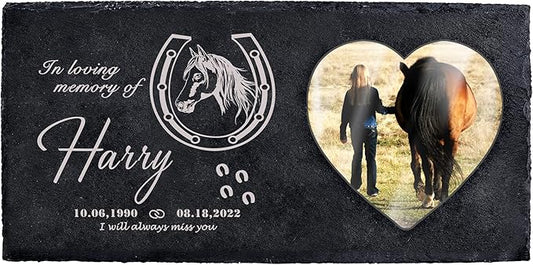 Fanery Sue Custom Cat Memorial Stones with Full Color Image, Dog Memorial Gift Garden Stones, Pet Grave Markers Personalized, All-Natural Memorial Headstone for Pet