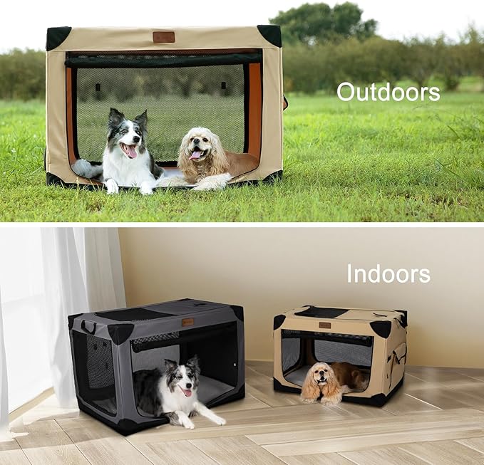 Soft Dog Crate for Medium Dogs, 4-Door Foldable Collapsible Dog Crate with Soft Sides, Indoor & Outdoor Travel Dog Kennel