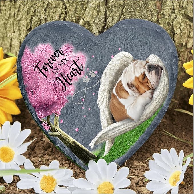 SHAANT Personalized Basenji Sleeping Angel Wing Garden Stone, Dog Memorial Garden Stone Plaque, Dog Memorial Gifts, Dogs Bereavement Gift, Loss of Dog Sympathy Gift