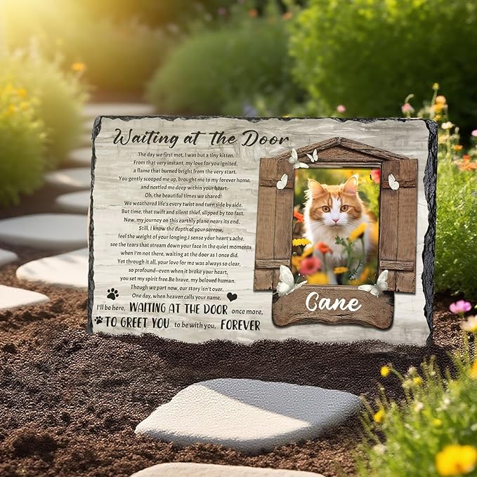 Ship Next Day, Customized Pet Memorial Stones for Dogs Cats Memorial Gifts for Loss of Dog Death Sympathy Gift with Photo Picture Name Date Personalized Pet Frame