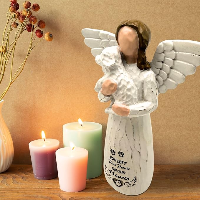 Dog Memorial Angel Figurine - Loss of Dog Sympathy Gift, White