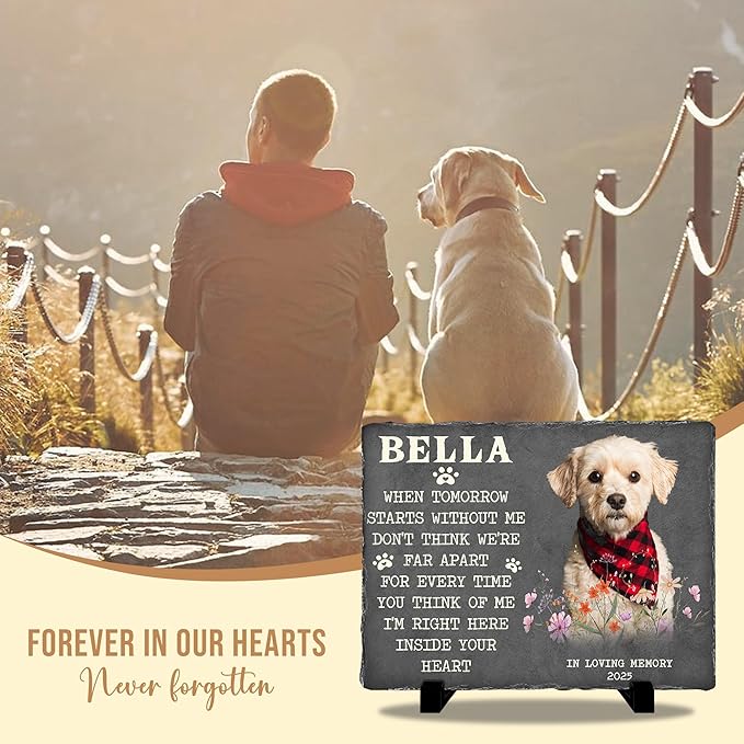 Custom Pet Memorial Stone for Loss of Dog | Personalized Remembrance Gift for Pet Lovers | Grave Marker with Photo & Quote | Dog Memorial Garden Keepsake