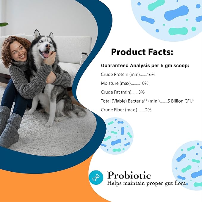 Probiotic and Prebiotic Powder for Dogs - Diarrhea Treatment and Gas Relief Supplement - Immune Health and Digestive Supplies - Stool Hardener Support for Pets