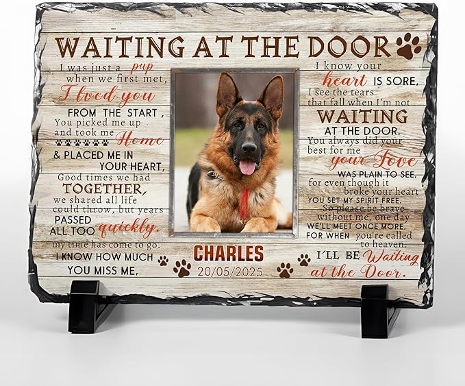 Personalized Dog Memorial Gifts for Loss of Dog, Custom Pet Memorial Stone with Photo Name, Pet Headstones for Dogs, Bereavement Sympathy Gifts for Dog Cat Lover