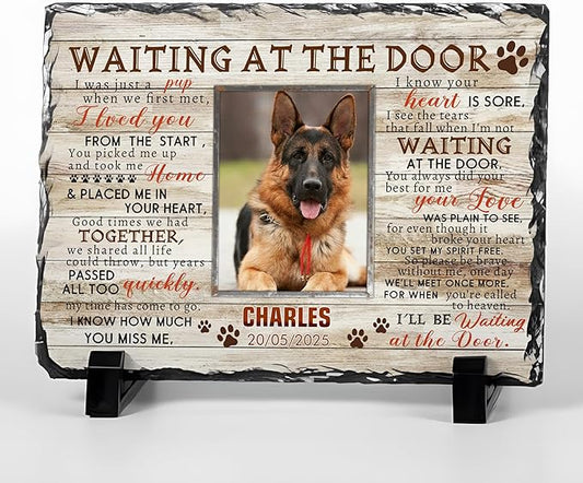 Personalized Dog Memorial Gifts for Loss of Dog, Custom Pet Memorial Stone with Photo Name, Pet Headstones for Dogs, Bereavement Sympathy Gifts for Dog Cat Lover