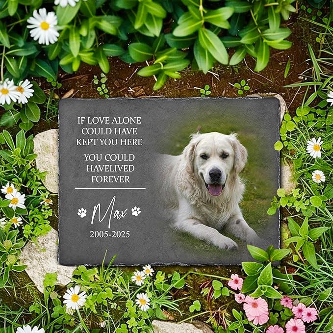 Personalized Memorial Stone with Photo – Custom Dog Remembrance Gift for Garden or Indoor Use, Loss Keepsake for Dogs, Thoughtful Tribute Marker for Healing and Memory