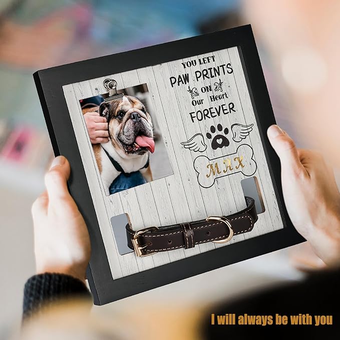 Classic Dog Memorial Collage Picture Frame with Collar Holder, White