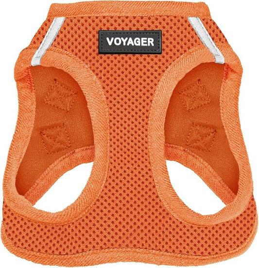 Best Pet Supplies Voyager Step-in Air Harness - All Weather Mesh, Reflective, No Pull Harness for Dogs, Cats - Secure with Hook & Loop Fastener, Buckle, Double D-Rings - Orange, XS