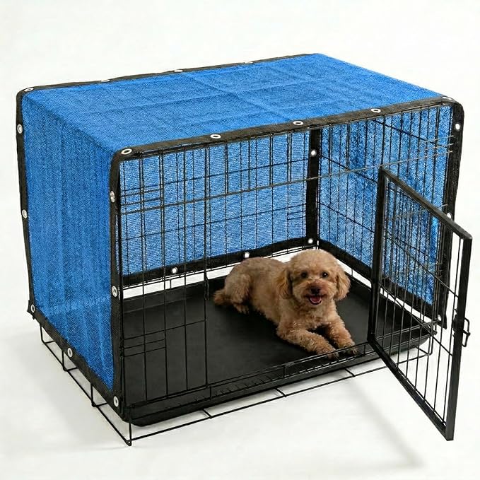 Royal Shade 9' x 13' Blue Custom Size 90% Shade Cloth Dog Kennel Shade Mesh Tarp Sunblock with Grommets for Dog Kennel Cover, Fence Privacy Screen, Greenhouse, Chicken Coop & Pet Playpen.