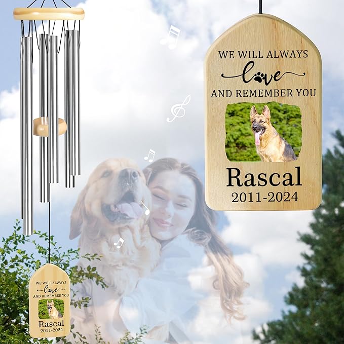 Pet Memorial Wind Chime, Pet Loss Gifts, Pet Memorial Gifts for Dogs, Dog Memorial Gifts for Loss of Dog, Loss of Dog Sympathy Gift, Dog Remembrance Gift, in Memory of Dog Cat - Love and Remember You