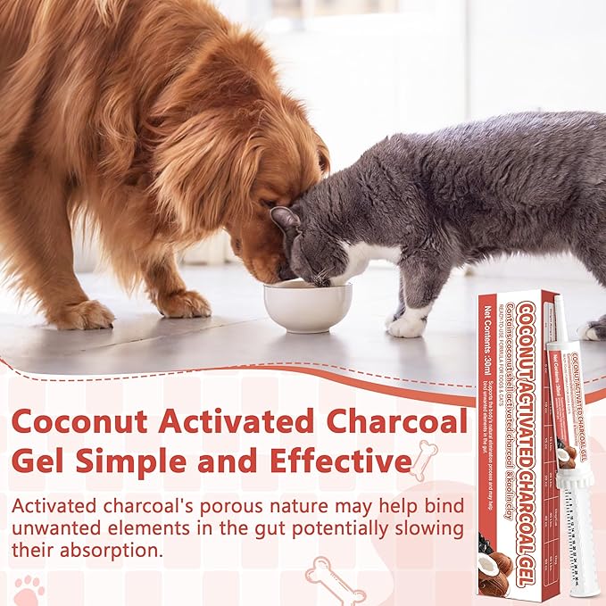 Activated Charcoal Paste for Dogs Cats, Puppy & Pet Poisoning Kit, Toxin Absorber for Pet Emergency, Aids Digestive System Recovery, 30 ml