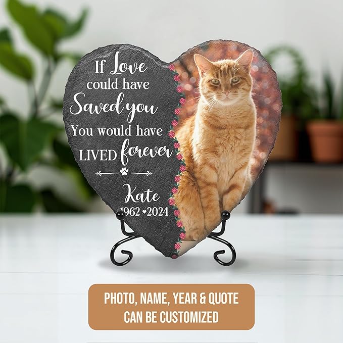 Dog Stones Memorial Personalized Pet Loss Gifts Dog Memorial | Cat Memory Stone Outdoor with Photo | Best Thoughtful Gift for Pets Loss | Pet Remembrance Stone for Furry Companion Passed Away