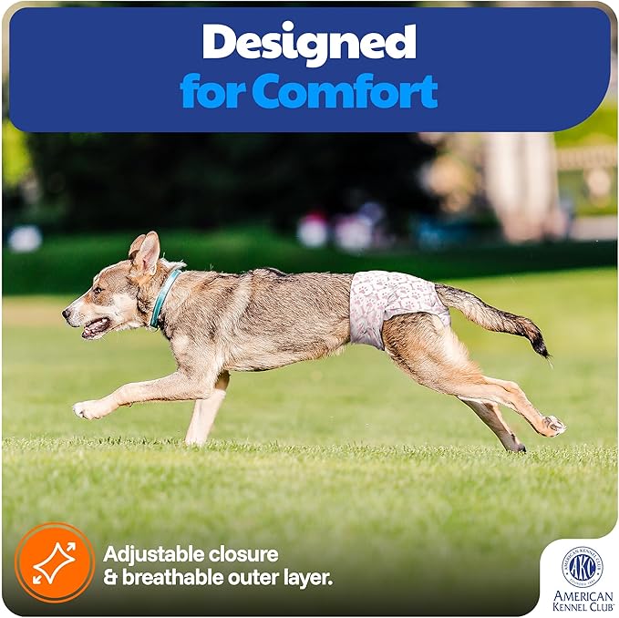 American Kennel Club Female Dog Wrap, Disposable Diapers with Wetness Indicator (M (15–23 in), 50, Count)