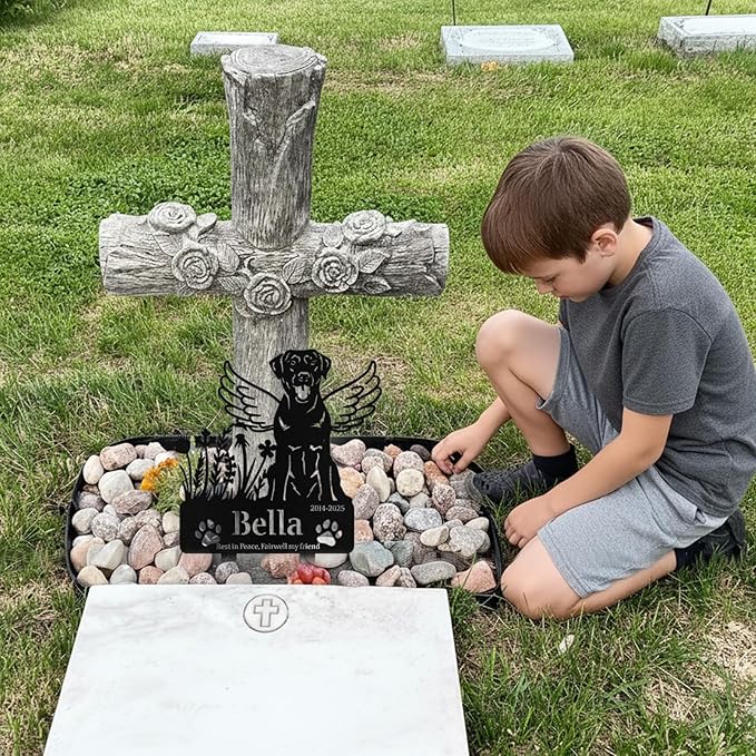 Custom Dog Grave Markers Outdoor, Personalized Pet Grave Marker Stake Dog Memorial, Outdoor Weatherproof Pet Cemetery Sign, Personalized Dog Memorial Gifts for Loss of Dog