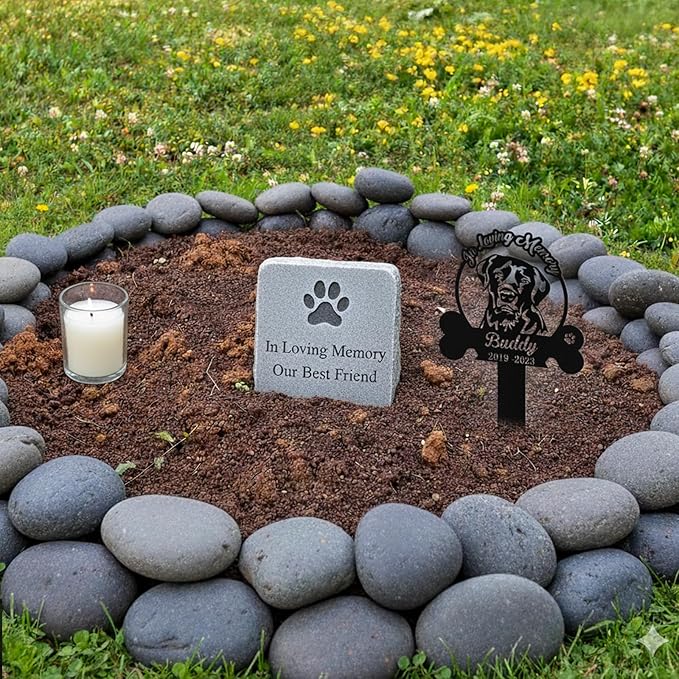 Custom Dog Grave Markers Outdoor, Personalized Pet Grave Marker Stake Dog Memorial, Outdoor Weatherproof Pet Cemetery Sign, Personalized Dog Memorial Gifts for Loss of Dog