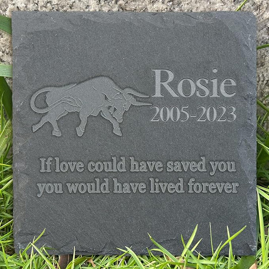 Personalized Pet Memorial Stone, Custom Loss of Bull Gifts Pet Keepsake Gifts Personalized Garden Stone Bull Sympathy Stone Bull Memorial Tombstone - Bull