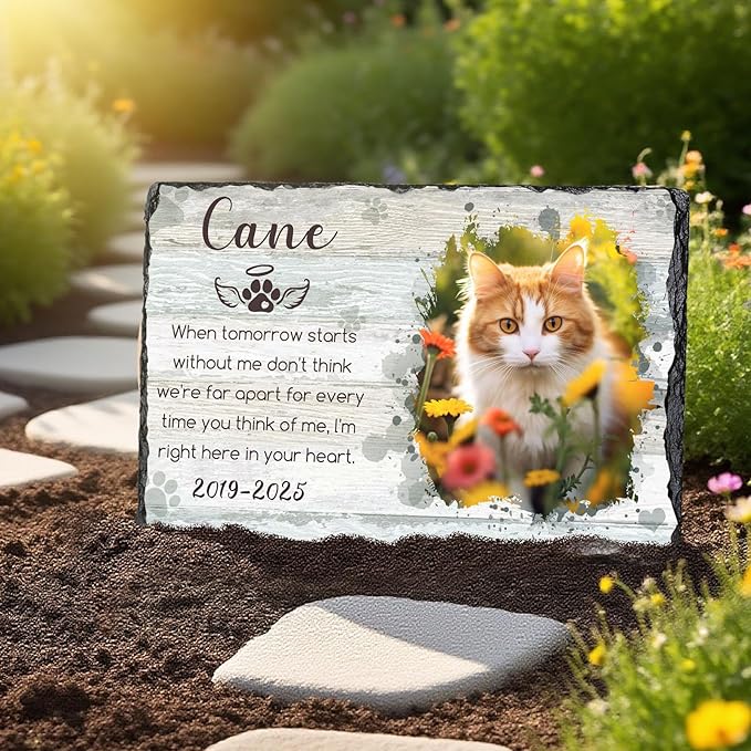 Ship Next Day, Customized Pet Memorial Stones for Dogs Cats Memorial Gifts for Loss of Dog Death Sympathy Gift with Photo Picture Name Date Personalized Pet Frame