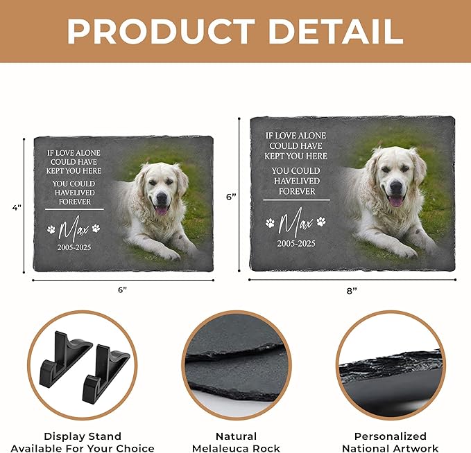 Personalized Memorial Stone with Photo – Custom Dog Remembrance Gift for Garden or Indoor Use, Loss Keepsake for Dogs, Thoughtful Tribute Marker for Healing and Memory