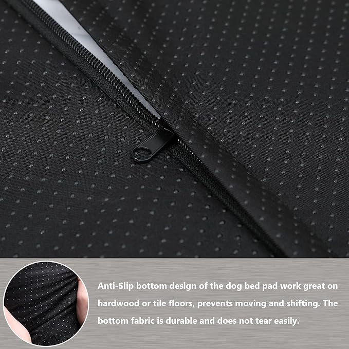 Vonabem Jumbo Dog Bed Washable with Removable Cover Waterproof, XXL Large Dog Crate Beds 48 inch, Plush Pet Beds Kennel Pad Dark Grey