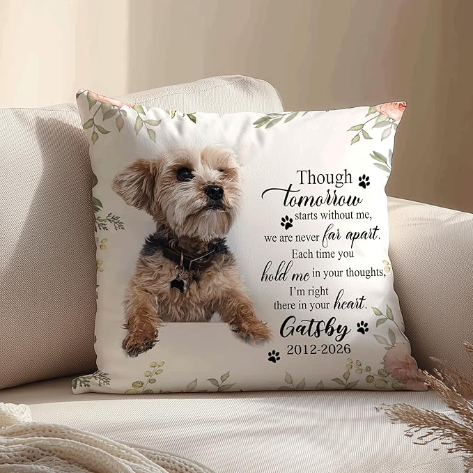 Hyturtle Personalized Pet Photo Memorial Pillow with Insert 12"x12" Double-Sided Printed Sympathy Gifts for Loss of Dog - Dog Remembrance Gifts - Custom Pet Memorial Gifts - Pillow Sofa Home Decor