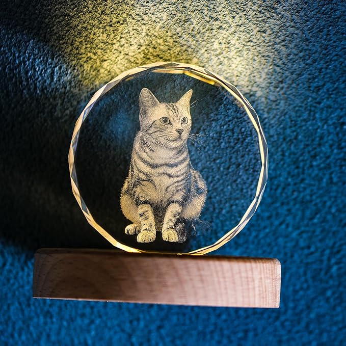Pet Memorial Gifts for Dogs,Cats,3D Crystal Photo,Custom 3D Pictures,Dog Memorial Gift,3D Laser Etched Picture, Customized Gifts,Personalized Photo Gifts