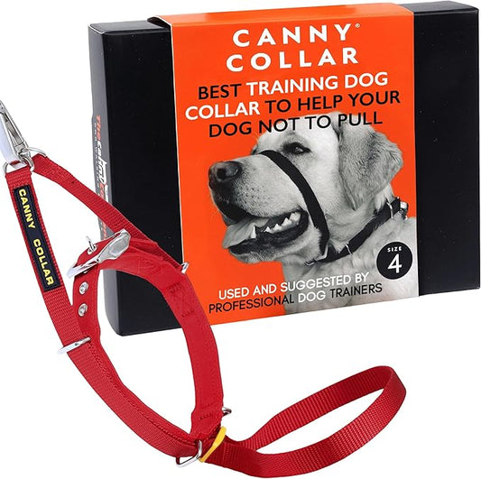 Canny Collar No-Pull Dog Head Collar | Train Your Dog to Stop Pulling & Walk On a Loose Leash | Gentle, Safe, Comfortable Training Aid | Medium Dogs | Red, Size 4
