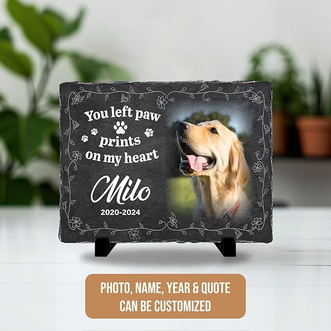 Personalized Memory Stone for Pets Dog Plaques Memorial for Cat | Pet Plaque Memorial Dog Gifts with Photo | Pet Loss Plaque Personalized Gifts for Dogs | Best Keepsakes for Furry Friends
