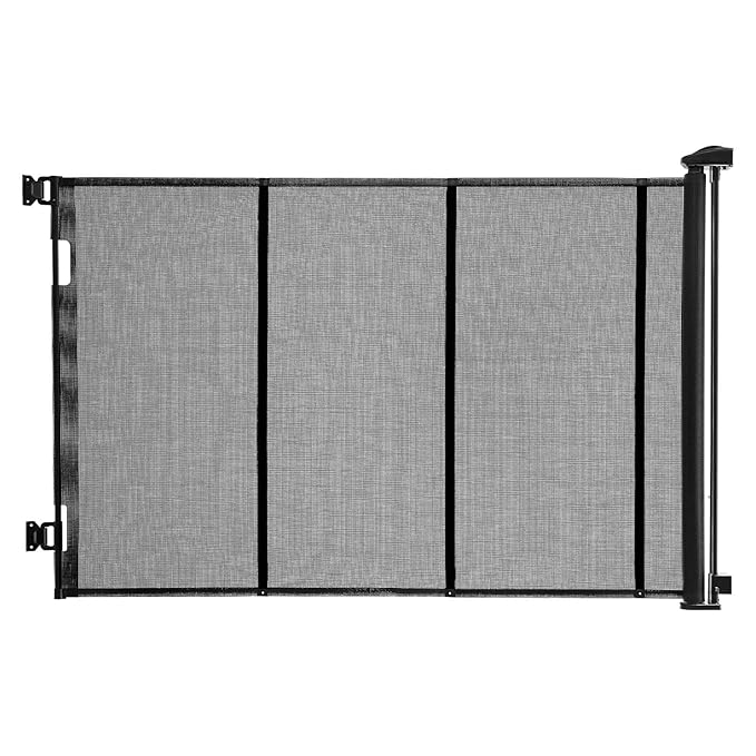 VEVOR Retractable Baby Gate, Extends to 120 inch Extra Wide, 38.5 inch Tall, with Reinforced Fiberglass Strips, Avoids Crawling Through, Mesh Dog Gate for Decks, Doorways, Garages, Indoor, Black