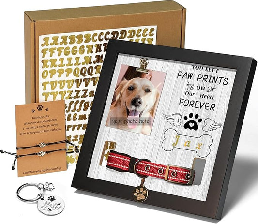 Classic Dog Memorial Collage Picture Frame with Collar Holder, White