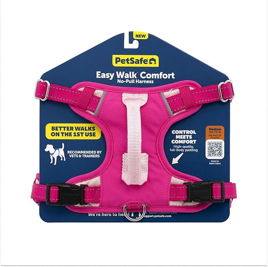 PetSafe Easy Walk Comfort No-Pull Dog Harness - Better Walk Training Harness - Full Body Padded Design - Durable Fabric - 5 Point Adjustable Fit - Everyday Leash Training - Pink - Medium/Large