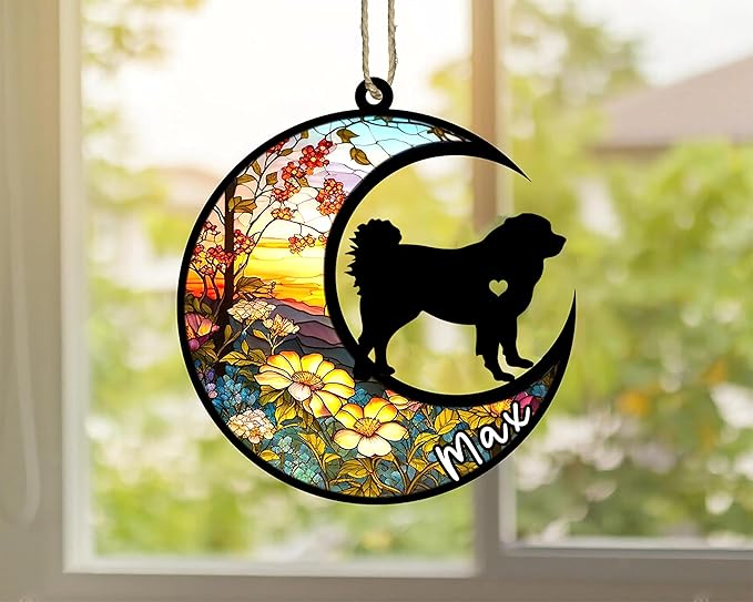 Personalized Dog Memorial, Custom Name Caucasian Shepherd Dog Christmas Ornament with Name, Custom Breeds, Pet Loss Light Catcher, Gifts for Lovers Loss of Pet Sympathy on Mothers Day Christmas