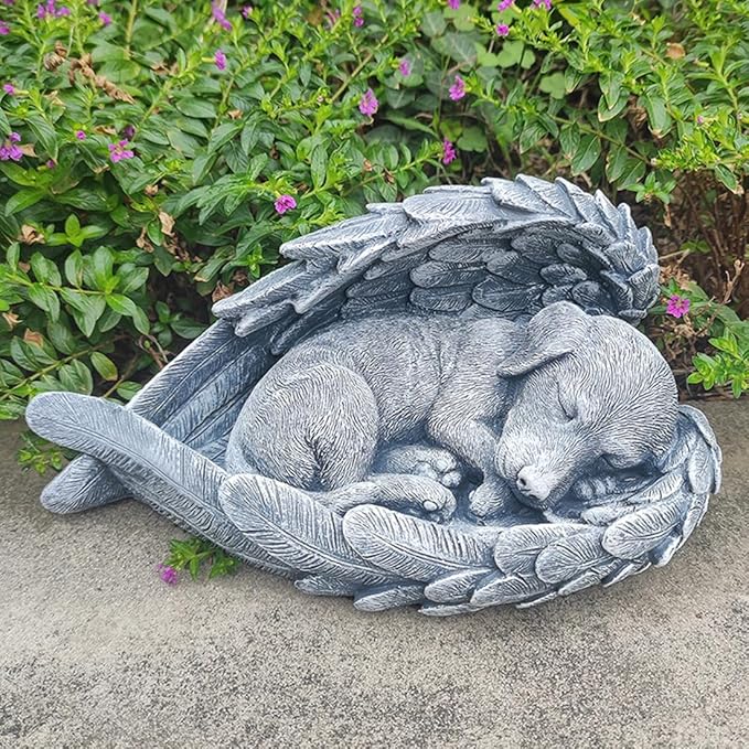 Angel Dog Memorial Stones Dog Headstone Memorial Garden Stone Dog Tombstone Pet Grave Markers for Dog Pet Memorial Gift Loss Sympathy Gifts for Dogs