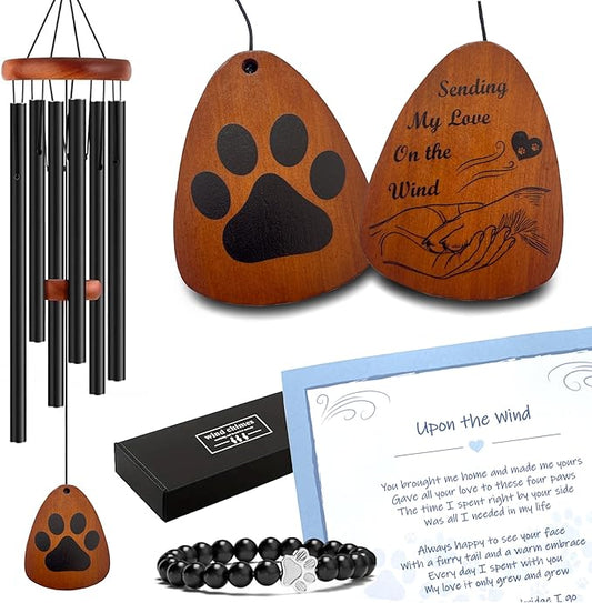 Dog Memorial Wind Chime 28" with Comforting Pet Loss eBook- Pet Memorial Gifts-Loss of Dog Sympathy Gift-Dogs Wind Chimes, Remembrance Gift