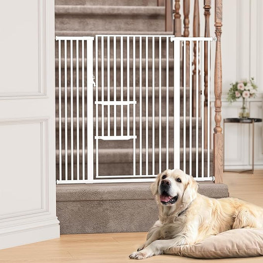 YITAHOME Extra Tall 55" Pet Gate for Cats Dogs, Walk Thru Dog Gate for Doorways and Stairs, Adjustable, 29.5"-48.8" Wide, Easy Install, Pressure Mount, Auto Close Cat Gate Indoor, Metal Pet Door Gate