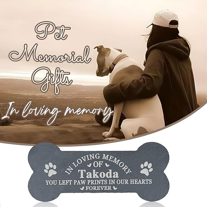 Pet Memorial Gift, Pet Memorial Stone, Dog Memorial Gifts for Loss of Dog, Pet Loss Sympathy Gift, Pet Remembrance Gifts, in Memory of Dog Cat - in Our Hearts Forever Bone