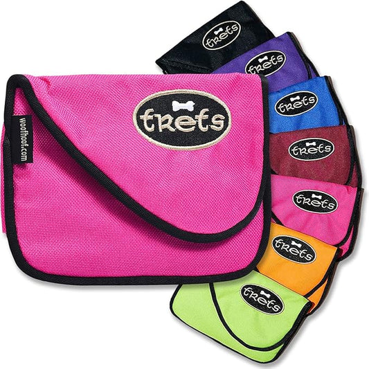 Woofhoof Dog Treat Pouch, Pink Training Treat Pouch - Clip On Dog Treat Holder, Innovative No Spill Design, Magnetic Flap, Expandable Gusset, Made of Durable Nylon, Machine Washable