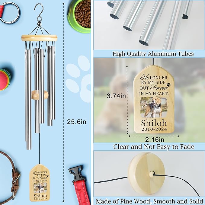 Pet Memorial Wind Chime, Pet Loss Gifts, Pet Memorial Gifts for Dogs, Dog Memorial Gifts for Loss of Dog, Loss of Dog Sympathy Gift, Dog Remembrance Gift, in Memory of Dog Cat - Forever in Heart