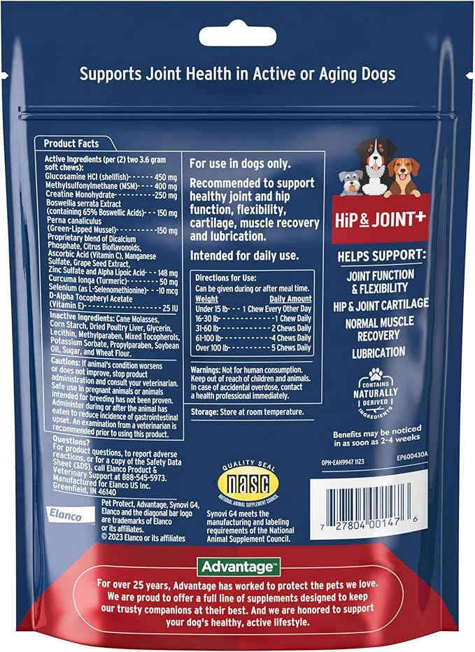 Bundle of Seresto Small Dog Collar for Dogs Under 18 lbs. + Pet Protect Hip & Joint Supplement for Dogs 60 Chews