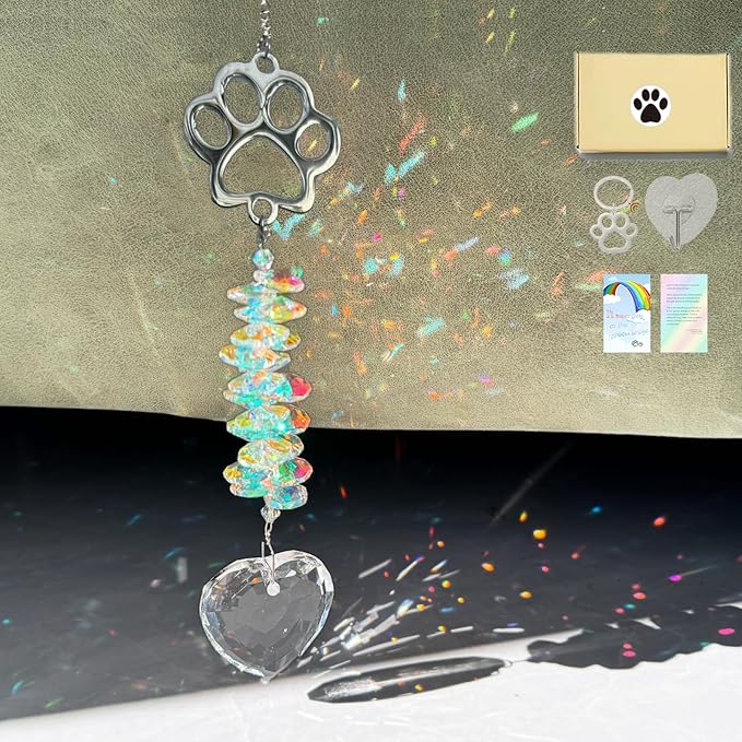 Pet Memorial Suncatcher Iridescent Dog Memorial Gifts, Pet Loss, Pet Sympathy, Thoughtful Dogs and Cats Remembrance, Loss of Dog Sympathy Gift, Rainbow Impressions for Pet Loss, Bereavement Gifts