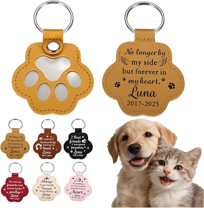 Custom Pet Photo Keychain - Personalized Memorial Keychain with Photo Name for Pet Loss Remembrance Dog Memory Sympathy Gifts
