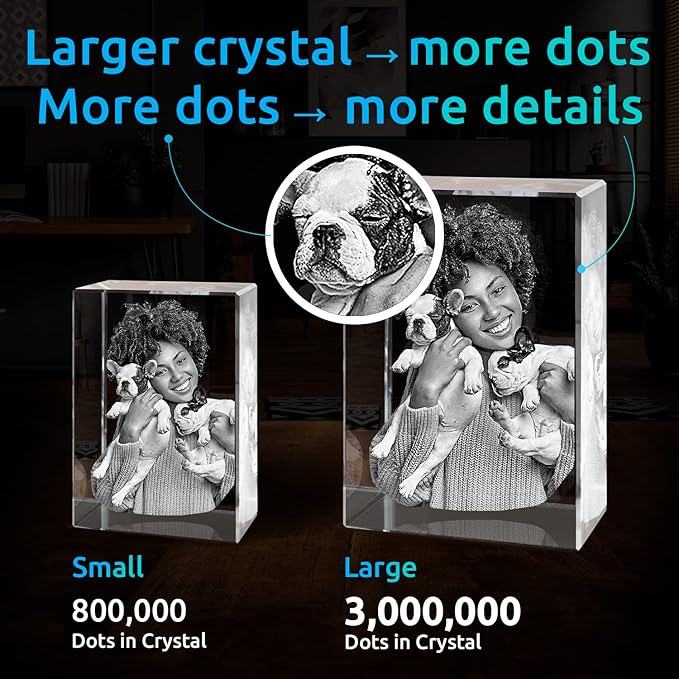 ArtPix 3D Premium Crystal Photo, Personalized Dog Memorial Gifts with Your Own Photo for Dog Lovers, Pet Owners, 3D Laser Etched Picture, Engraved Crystal in Memory of Dog, Customized Gifts