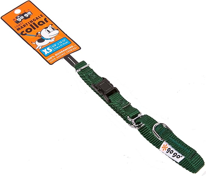 GOGO Pet Products 3/8-Inch Martingale Dog Collar, X-Small, Hunter Green