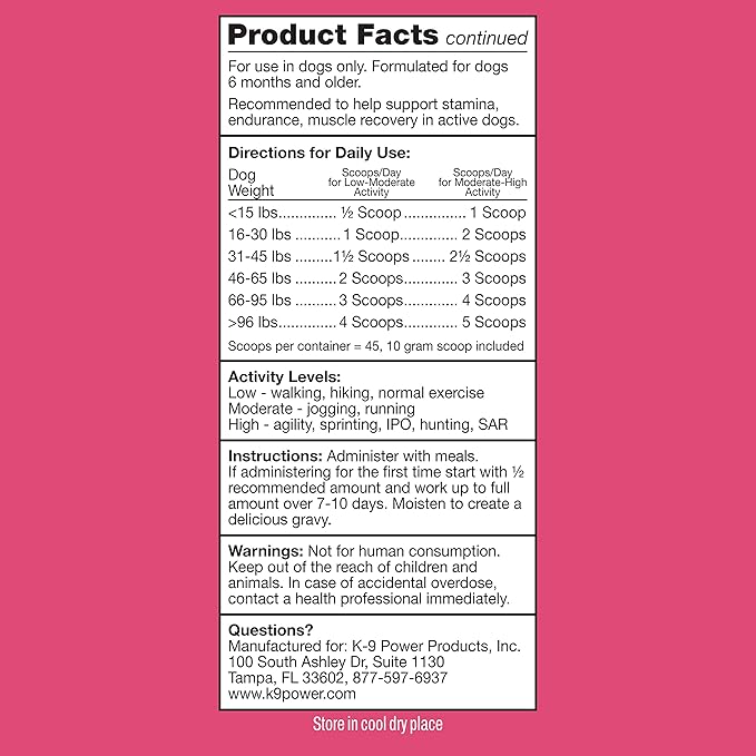 K9Power Super Fuel – Muscle Builder for Working, Performance & Sporting Dogs – Boost Stamina, Recovery & Joint Support – Milk Protein Isolate, Creatine, Salmon Oil, Chondroitin, Probiotic, Kelp & more