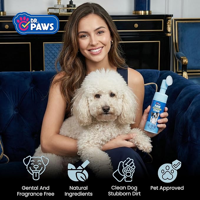 Foaming Dog Paw Cleaner, Non-Toxic, pH-Balanced, Lick-Safe Paw Cleaner for Dogs, Effective Animal Washer and Feet Cleaner, Wipes for Paws and Butt, Built in Soft-Tip Head - 150ml