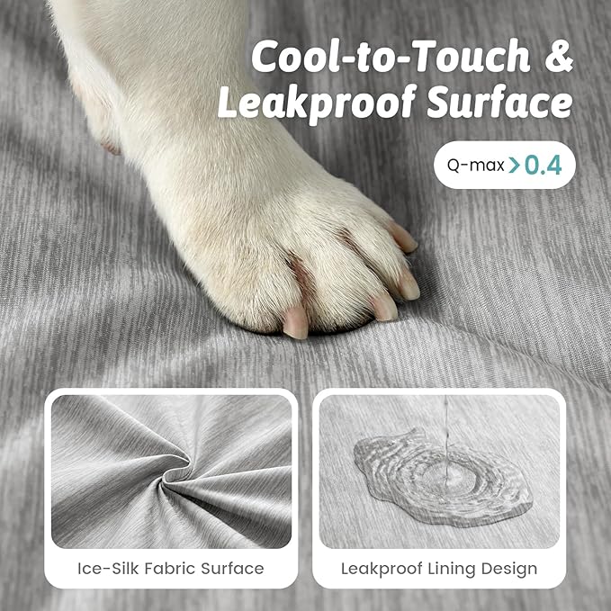 Cooling Dog Bed, Orthopedic Foam Dog Bed with Sides, Removable Cover & Waterproof Lining and Nonskid Bottom, Comfortable Pet Beds for Dogs, Grey (36" L x 27" W x 6.5" Th)