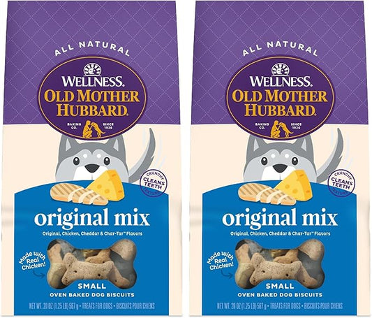 Old Mother Hubbard Wellness Original Mix Dog Biscuits,Natural,Training Treats,Four Flavors,Small Size,(20 Ounce Bag),(Pack of 2)