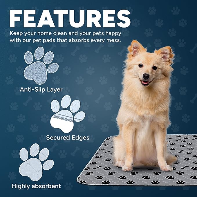 Washable Pee Pads for Dogs, 2 Pack Large 36"x41" Super Absorbent Dog Training Pads,100% Waterproof Non-Slip Dog Pads for Whelping, Reusable Puppy Pads to Protect Your Floor