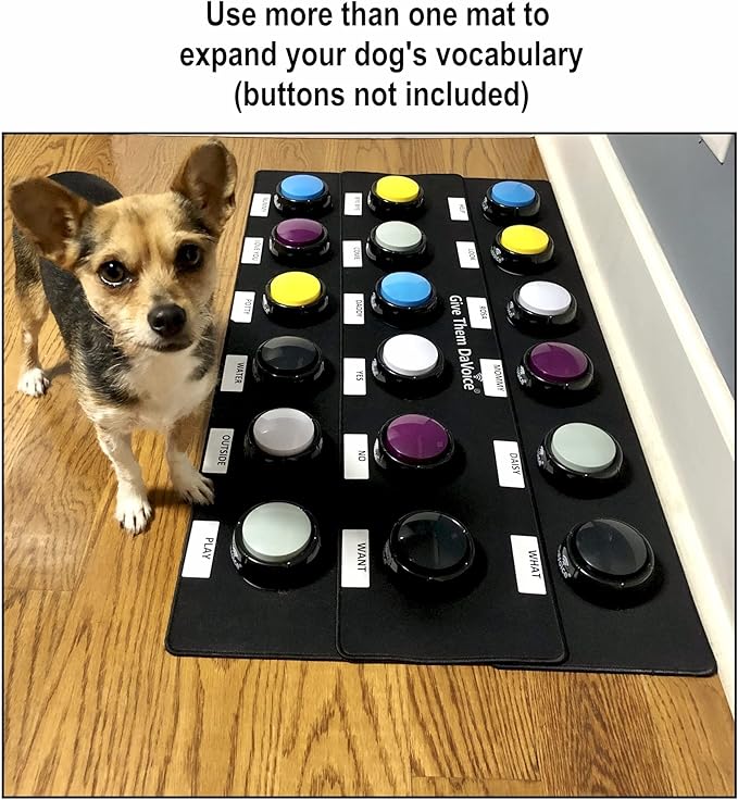 DaVoice Dog Button Mat (4 Button Placements) for Dog Communication Buttons, Dog Buttons for Communication Board, Dog Speaking Word Training Talking Button Pad (Buttons and Attachments Not Included)