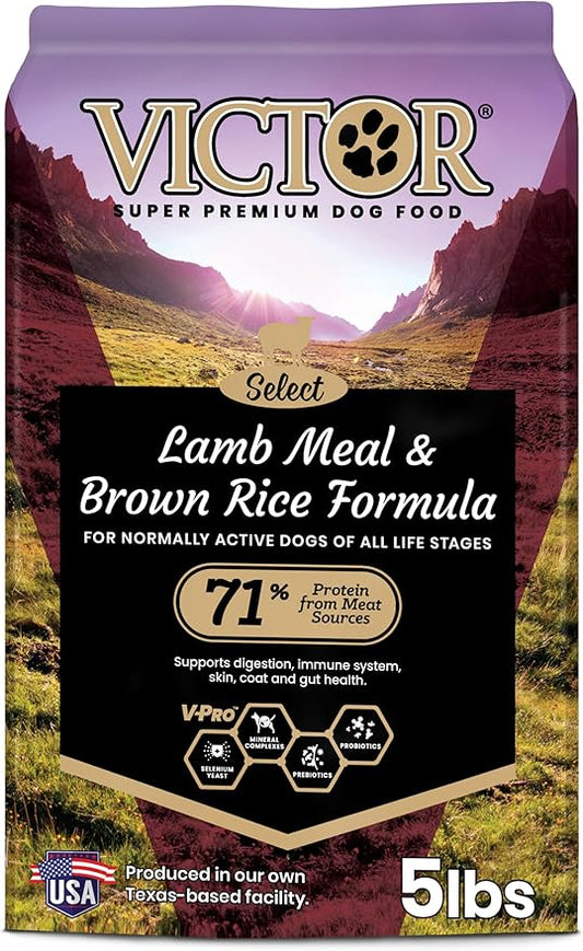 VICTOR Super Premium Dog Food – Lamb Meal & Brown Rice Formula - Gluten-Free Dry Dog Food for All Normally Active Dogs of All Life Stages – Ideal for Dogs with Meat Protein Allergies, 5 lb