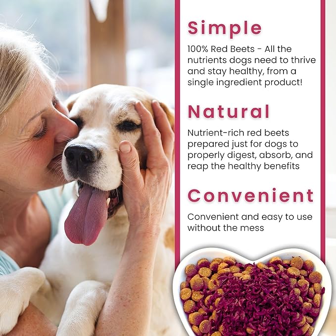 Olewo Original Red Beets Dog Food Topper – Natural Anti Itch, Immune, Cleansing, Skin & Coat Support, Dehydrated Whole Food Multivitamin, Fiber for Dogs, 1 lb